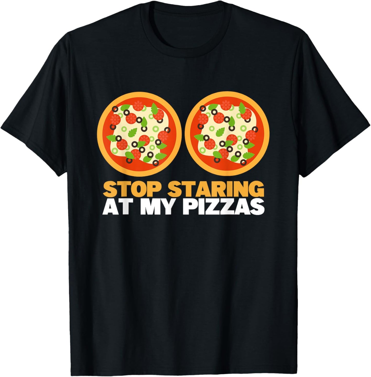 Stop Staring at My Pizza Lover Funny Women Pizza T-Shirt - T-Shirt | Black