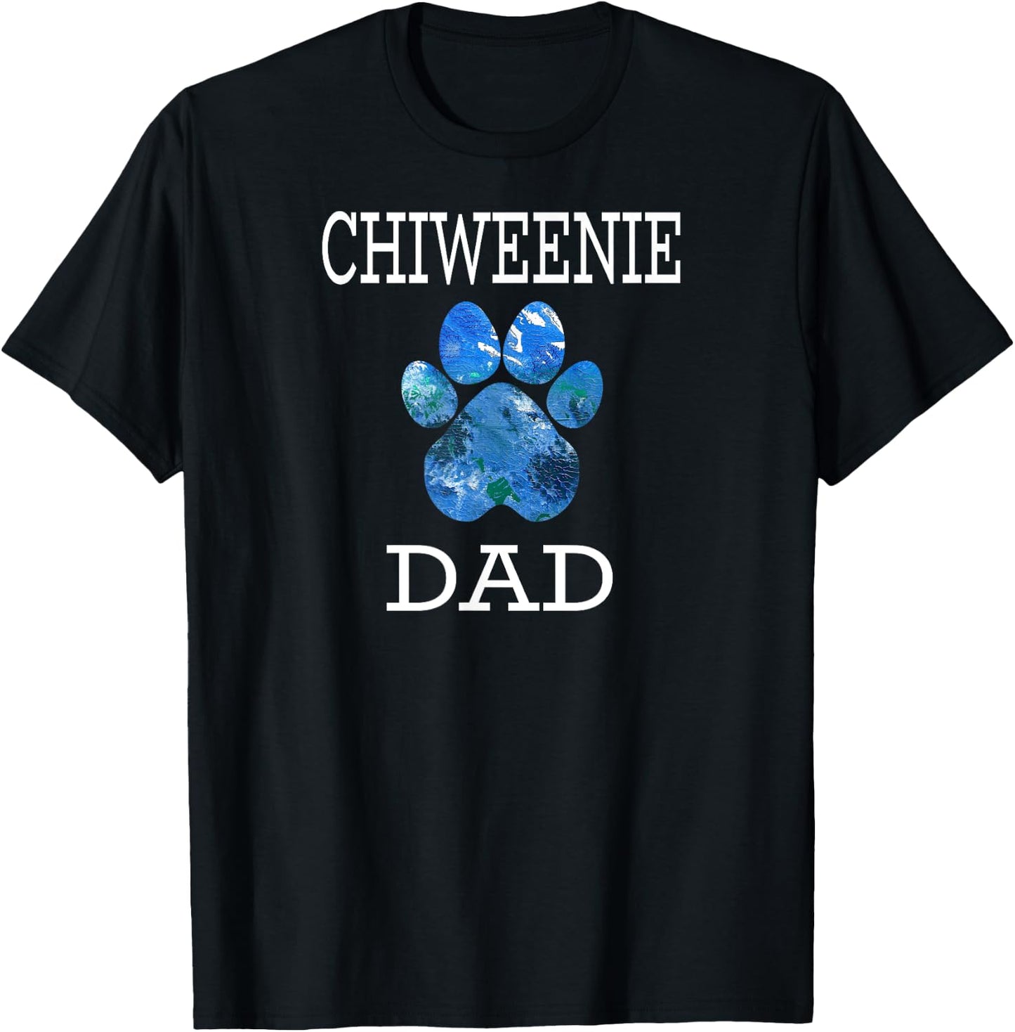 Chiweenie Dad Dog Shirt | Paw Print T-Shirt - T-Shirt | Black