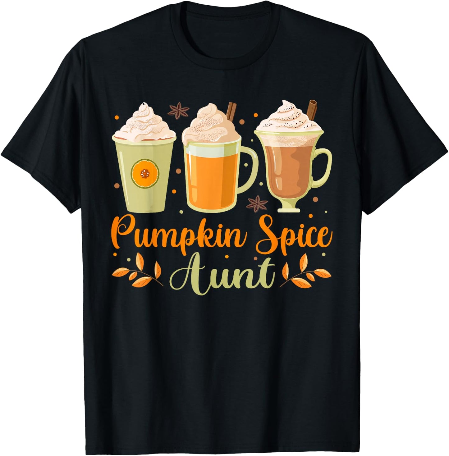 Funny Pumpkin Spice Aunt Shirts, Autumn Fall Aunt T-Shirt - T-Shirt | Black
