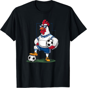 Funny Chicken Soccer Player Sports Design T-Shirt - T-Shirt | Black
