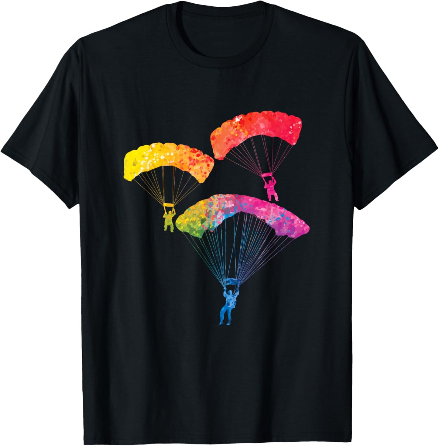 Rainbow Color Parachute Skydiving Gift Skydiver T-Shirt - T-Shirt | Black