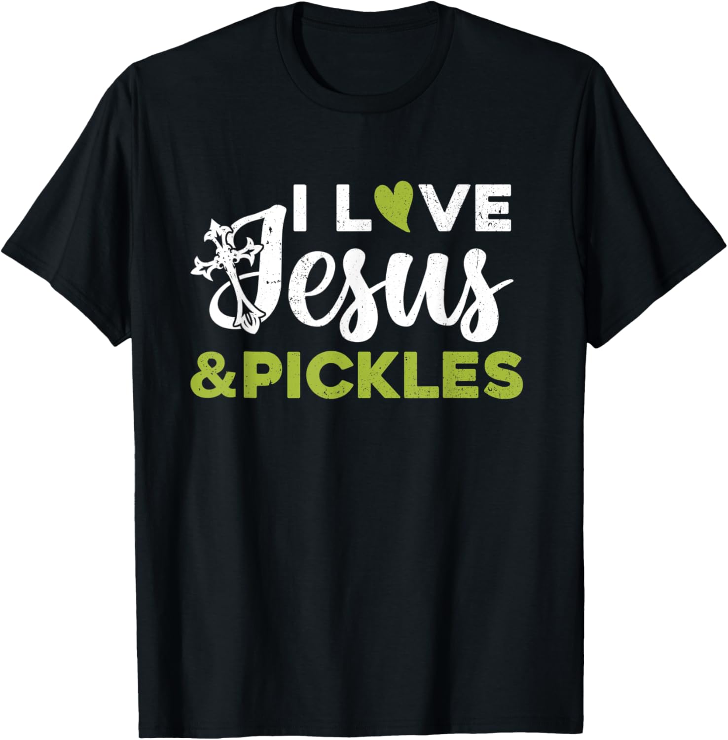 I Love Jesus And Pickle Cute Pickle & Sport Lovers Christian T-Shirt - T-Shirt | Black
