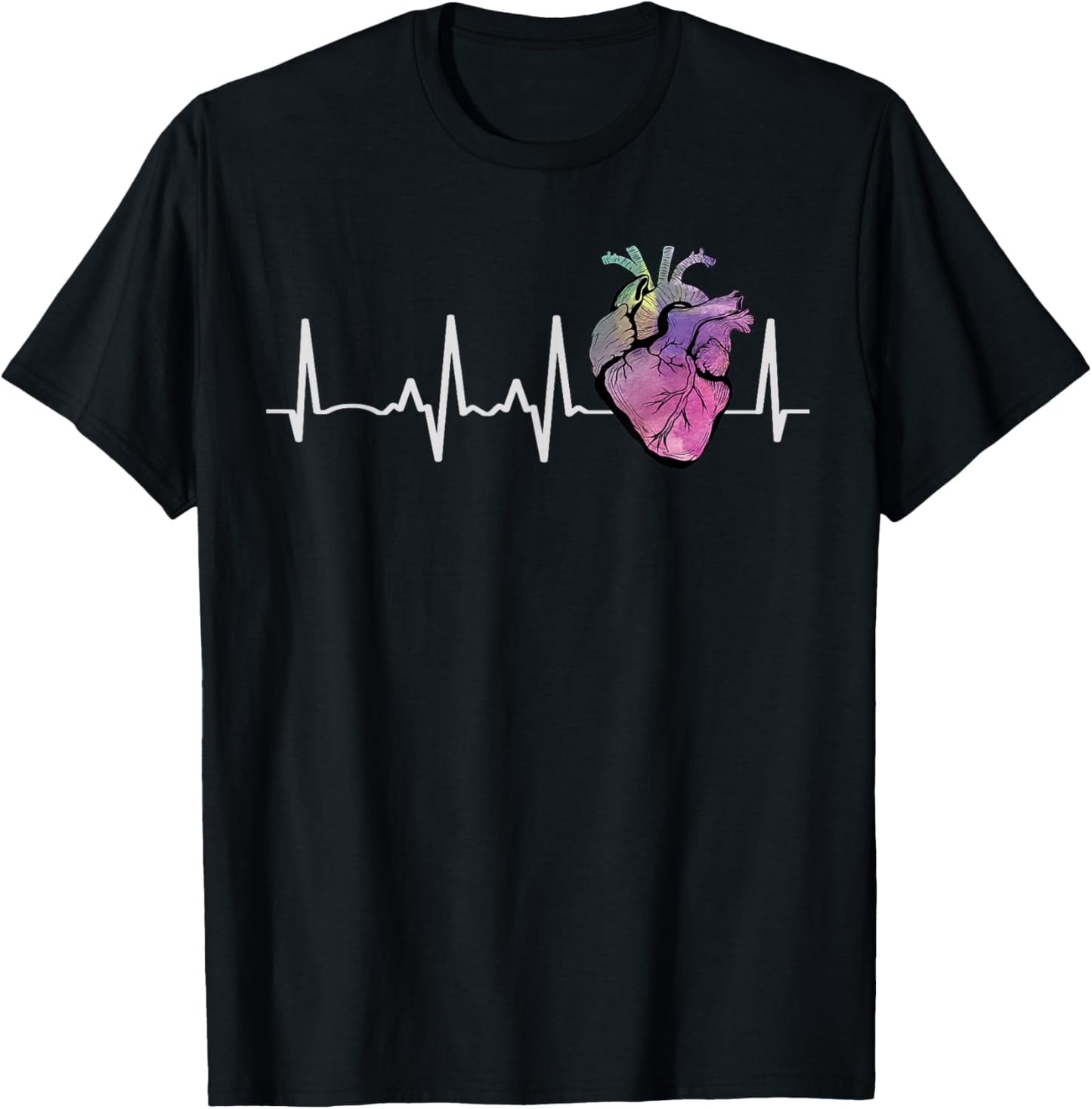 Heartbeat From Human Real Heart Medical Anatomical Graphic T-Shirt - T-Shirt | Black
