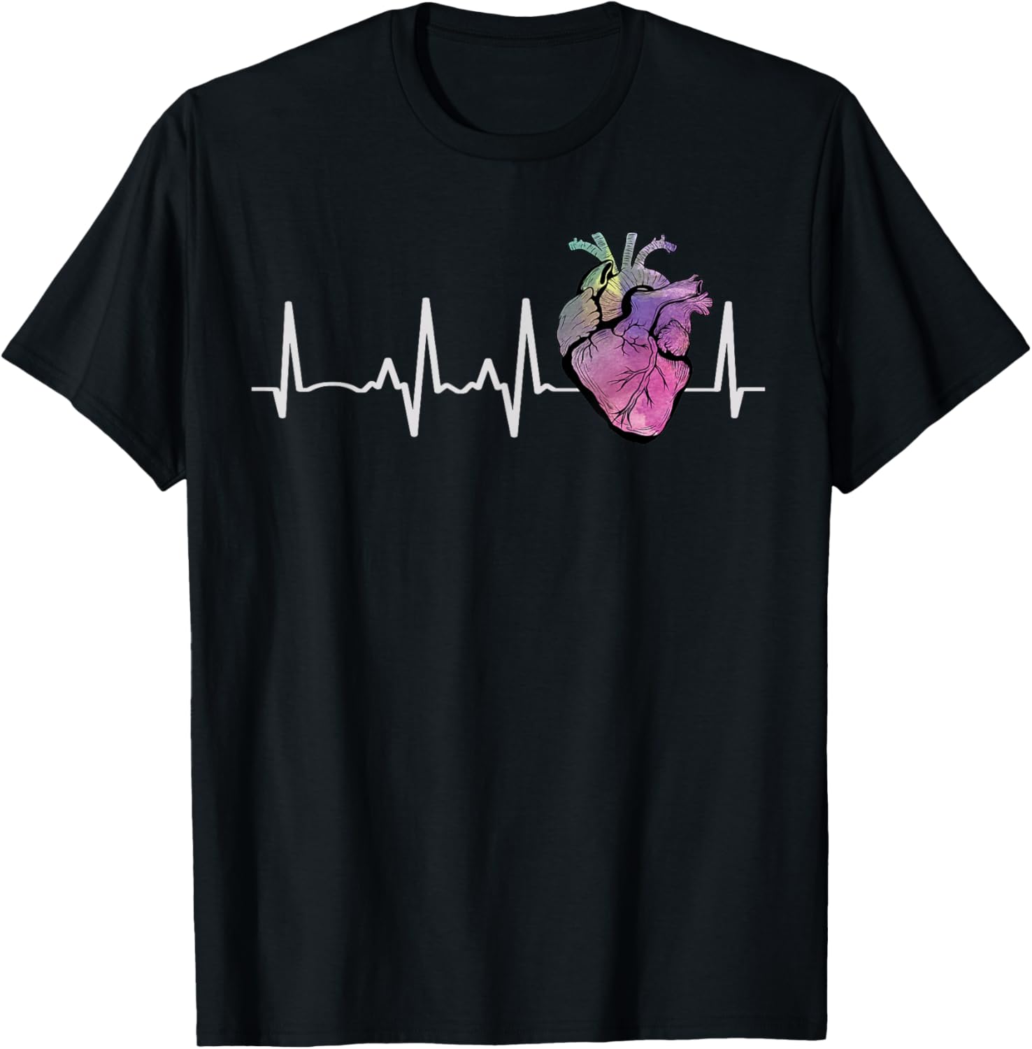 Heartbeat From Human Real Heart Medical Anatomical Graphic T-Shirt - T-Shirt | Black