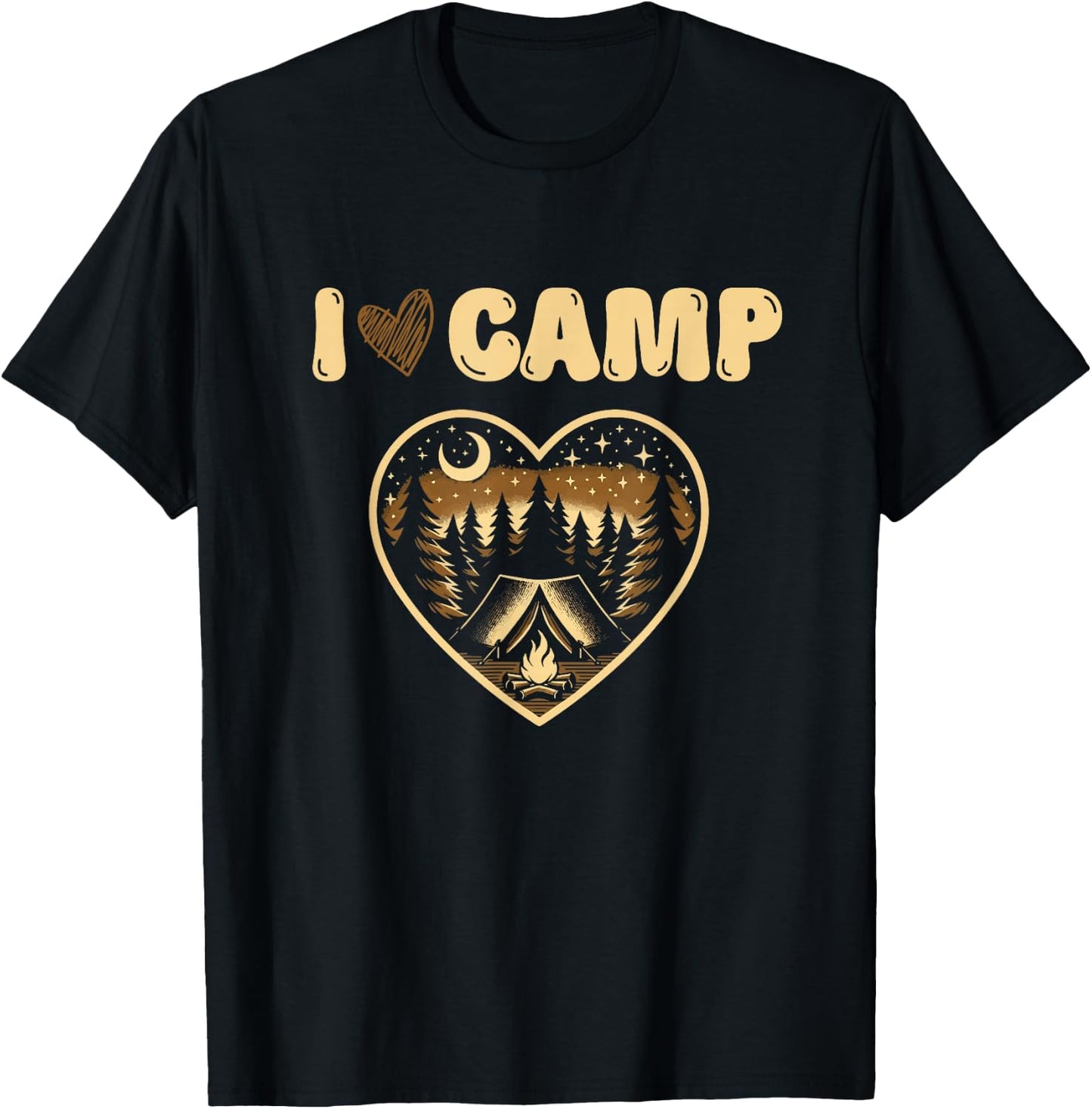 I love camp Funny Glamping Camping Lover Design T-Shirt - T-Shirt | Black