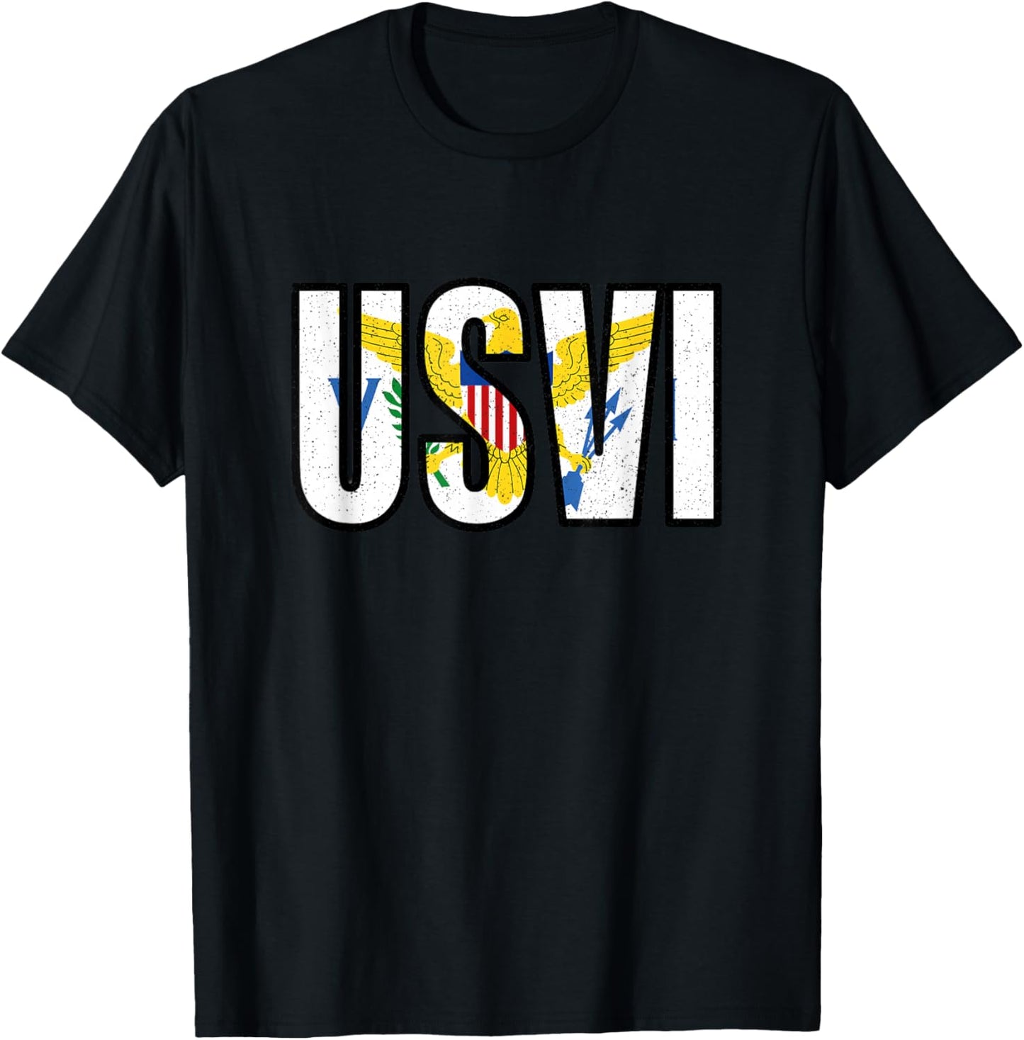 USVI Flag Proud United States Virgin Islands Roots Vintage T-Shirt - T-Shirt | Black