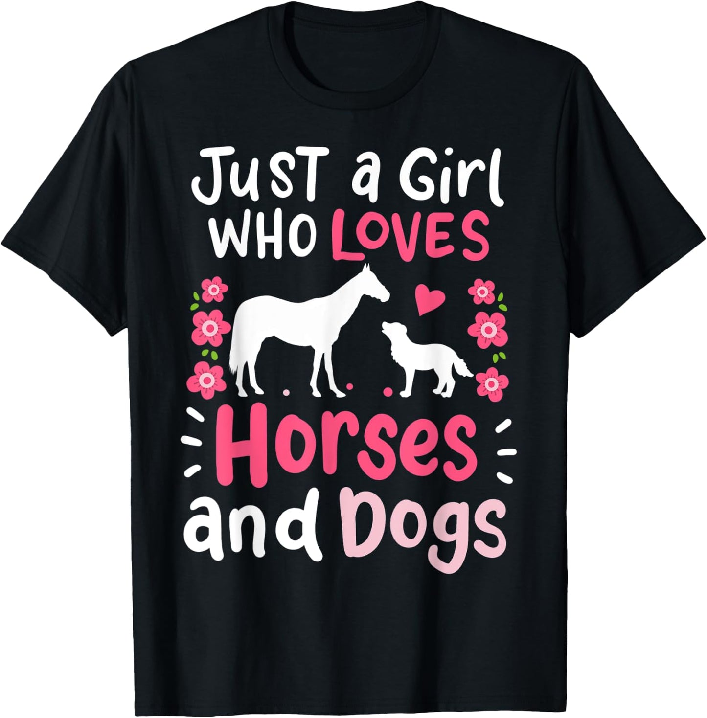 Horse Just a Girl Who Loves Horses and Dogs Barn T-Shirt - T-Shirt | Black