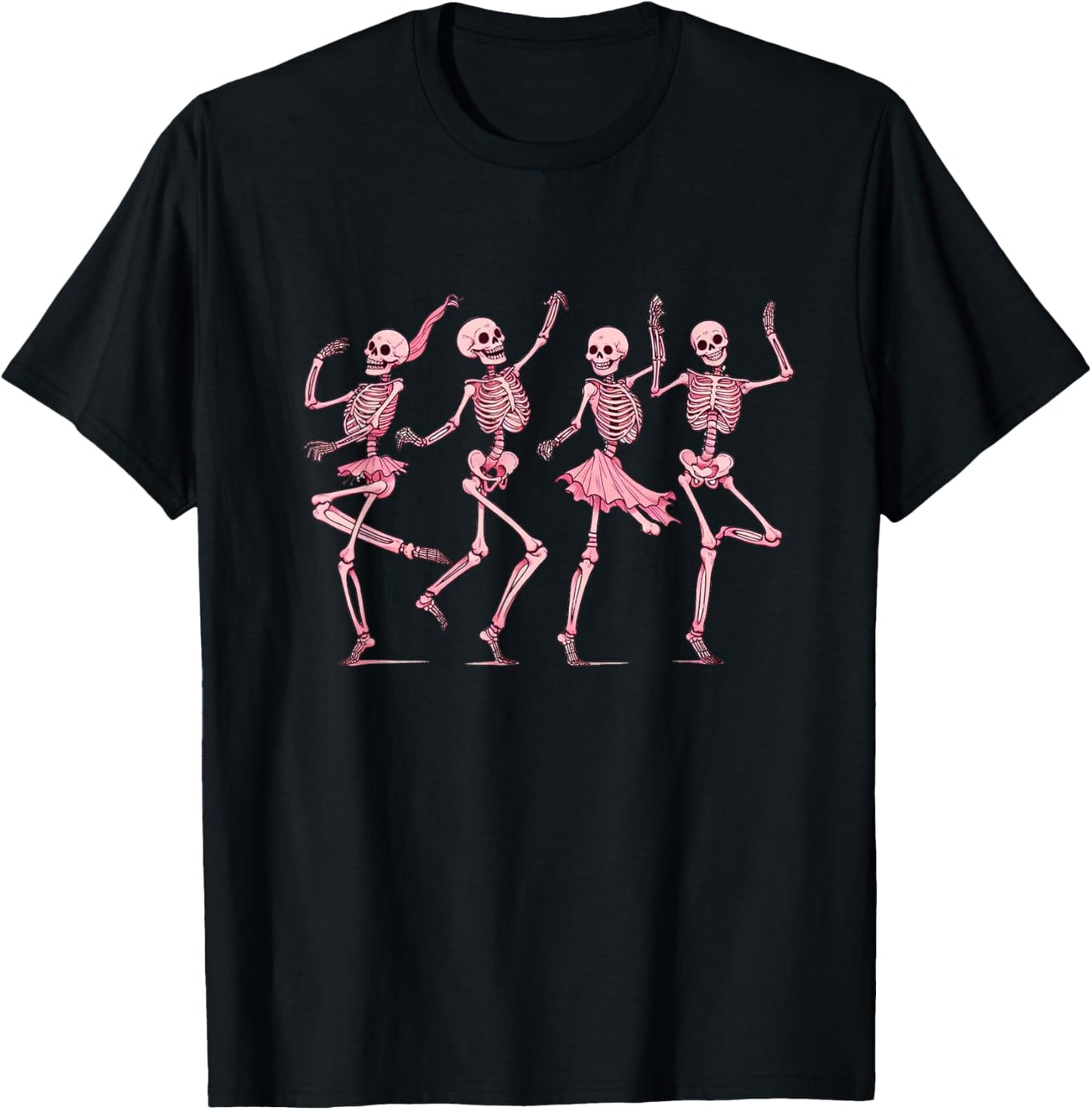 Pink Dancing Skeletons Dance Day Of Dead Halloween Women T-Shirt - T-Shirt | Black
