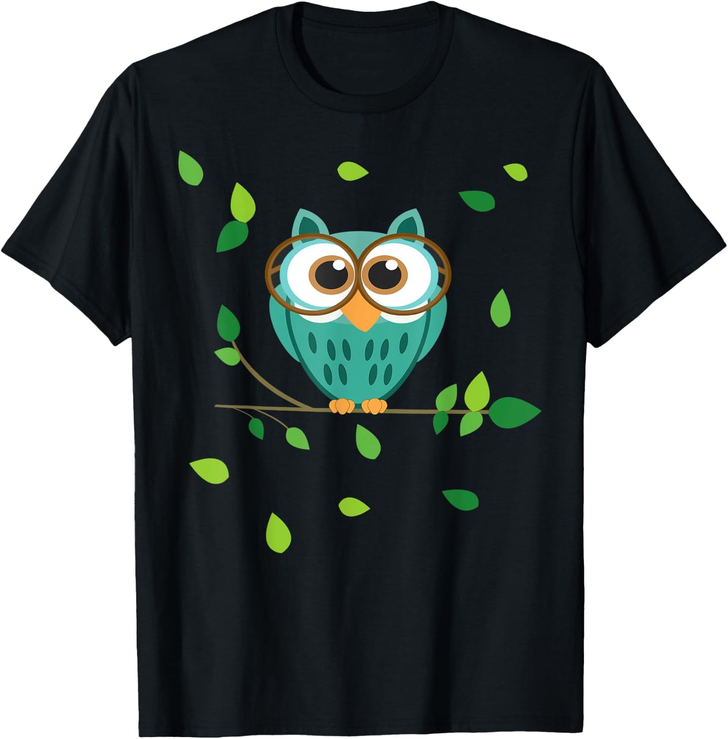 Cute little Owl in the Forest Owls Baby on a Branch T-Shirt - T-Shirt | Black