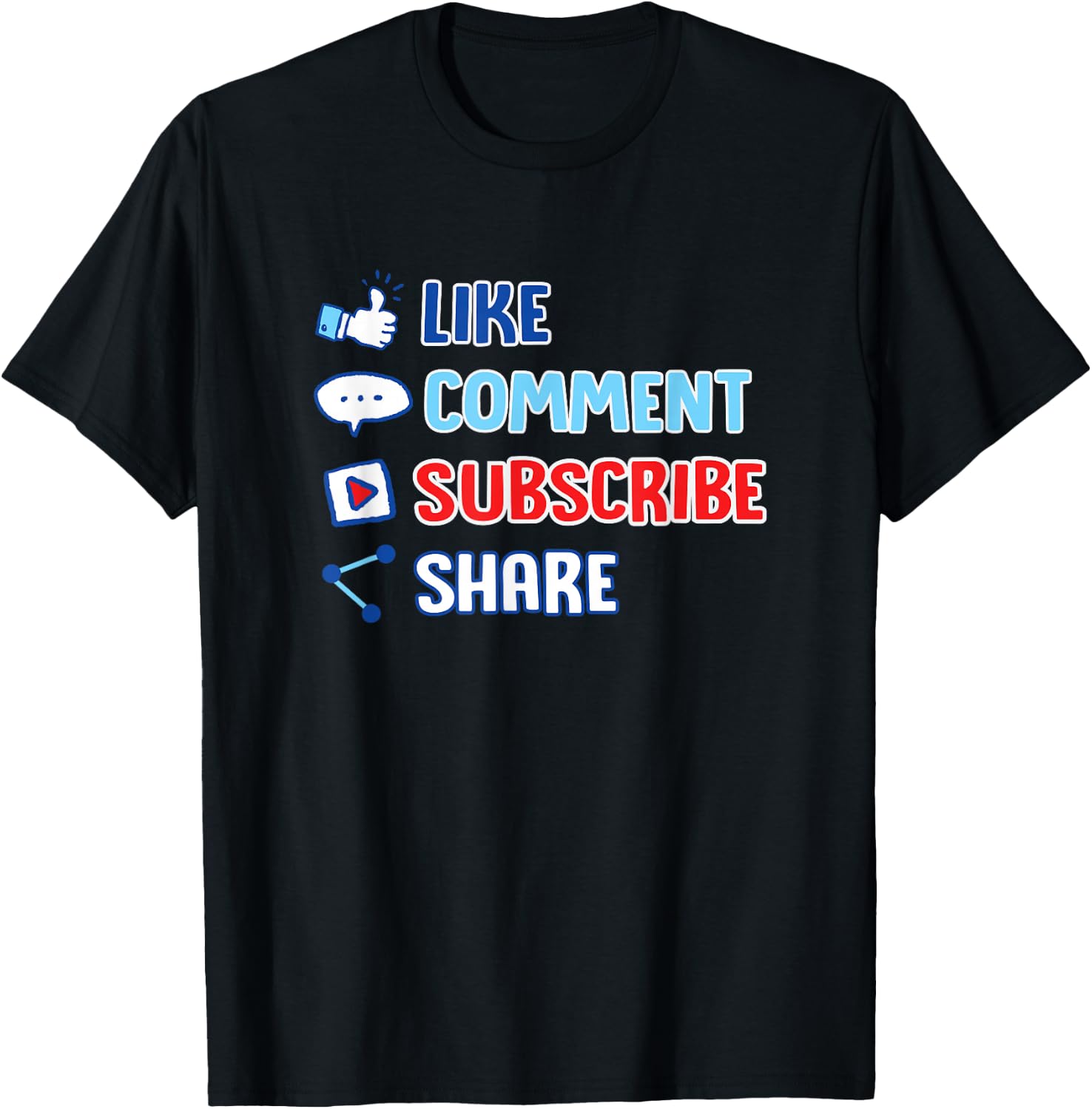 Like Comment Subscribe Cute Vlogger Streamer Gift T-Shirt - T-Shirt | Black