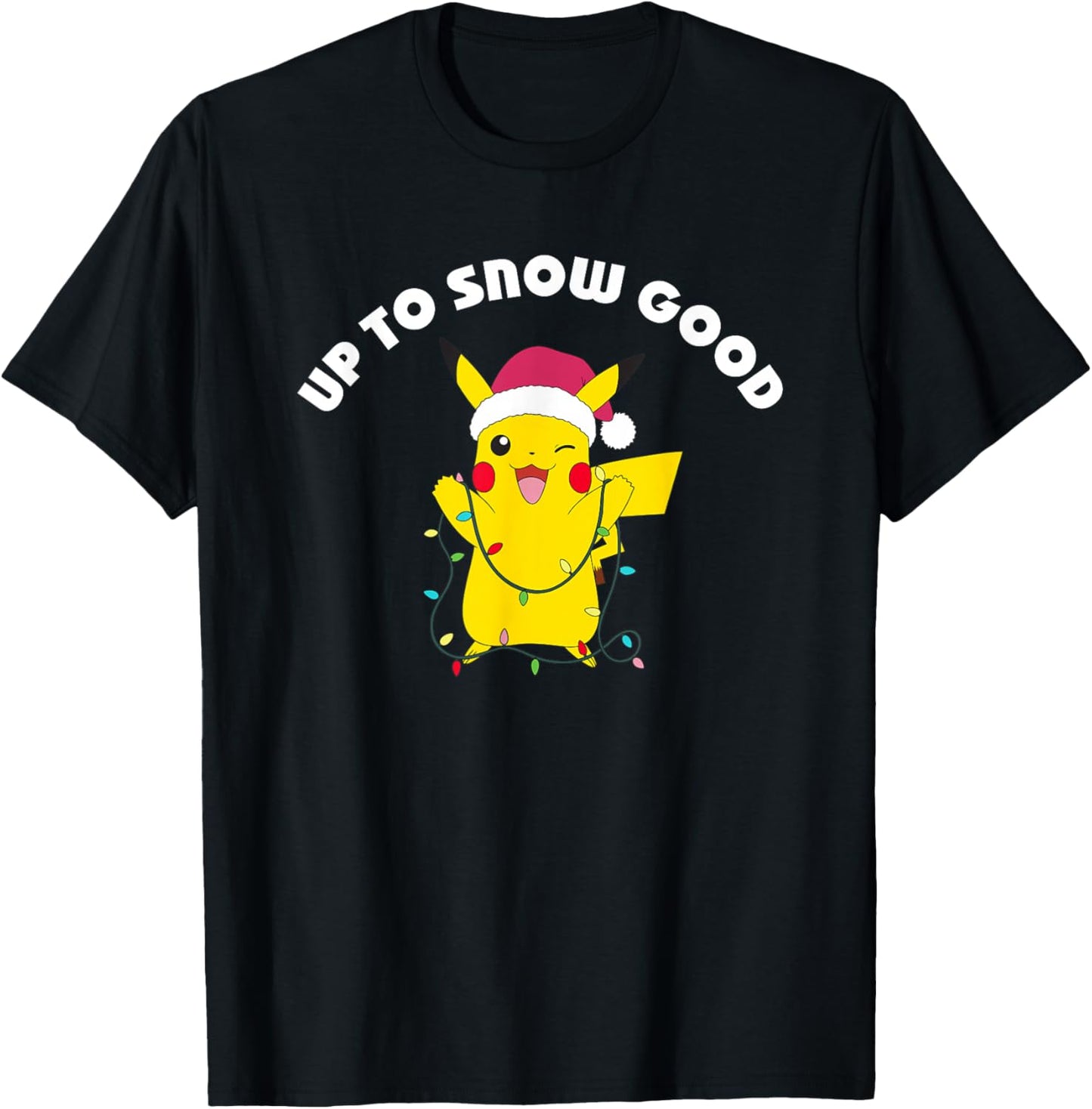 Pokémon - Christmas Pikachu Up to Snow Good T-Shirt - T-Shirt | Black