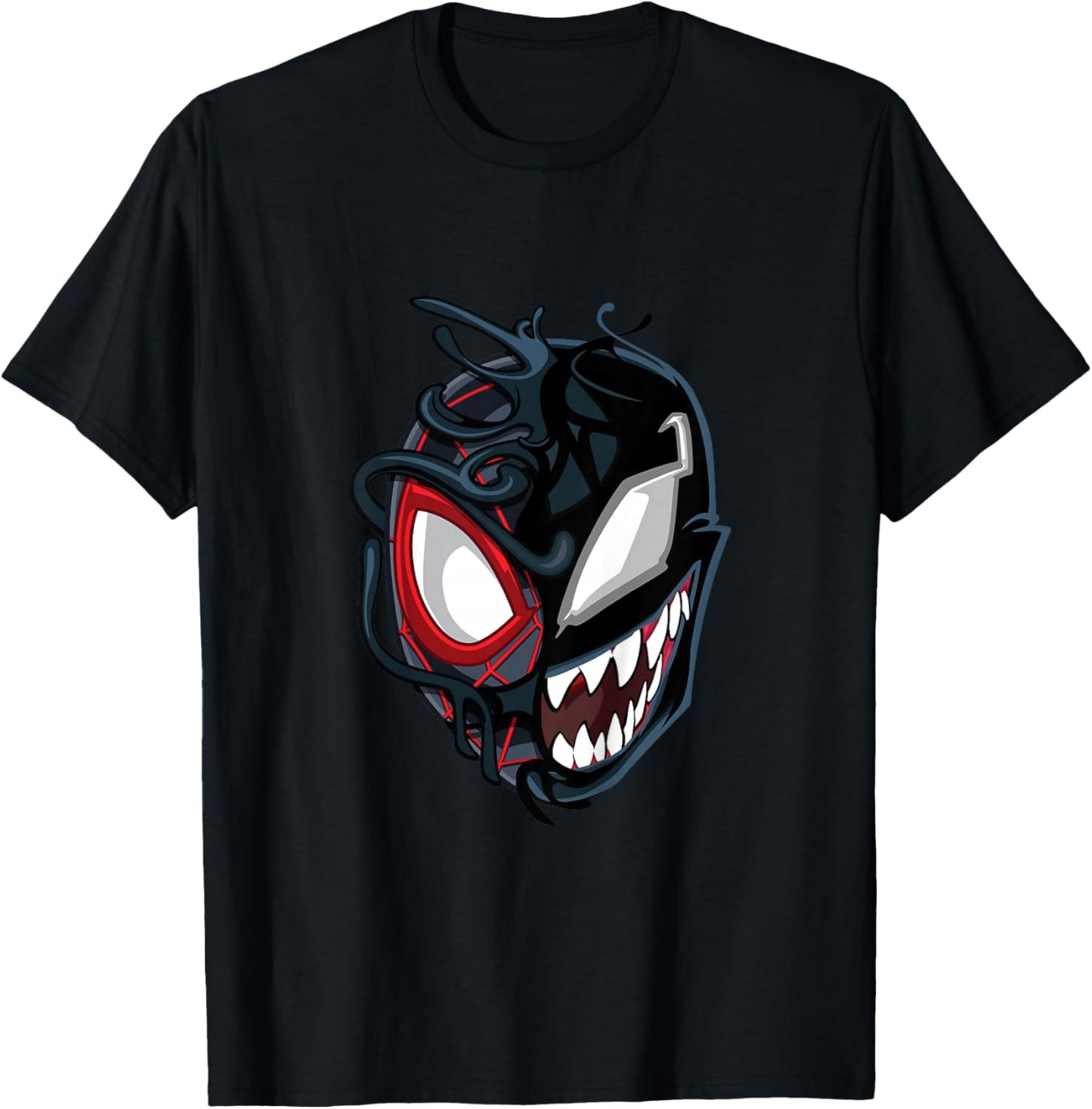 Kids Marvel Spider-Man Classic Venom Miles Morales Split Mask T-Shirt - T-Shirt | Black