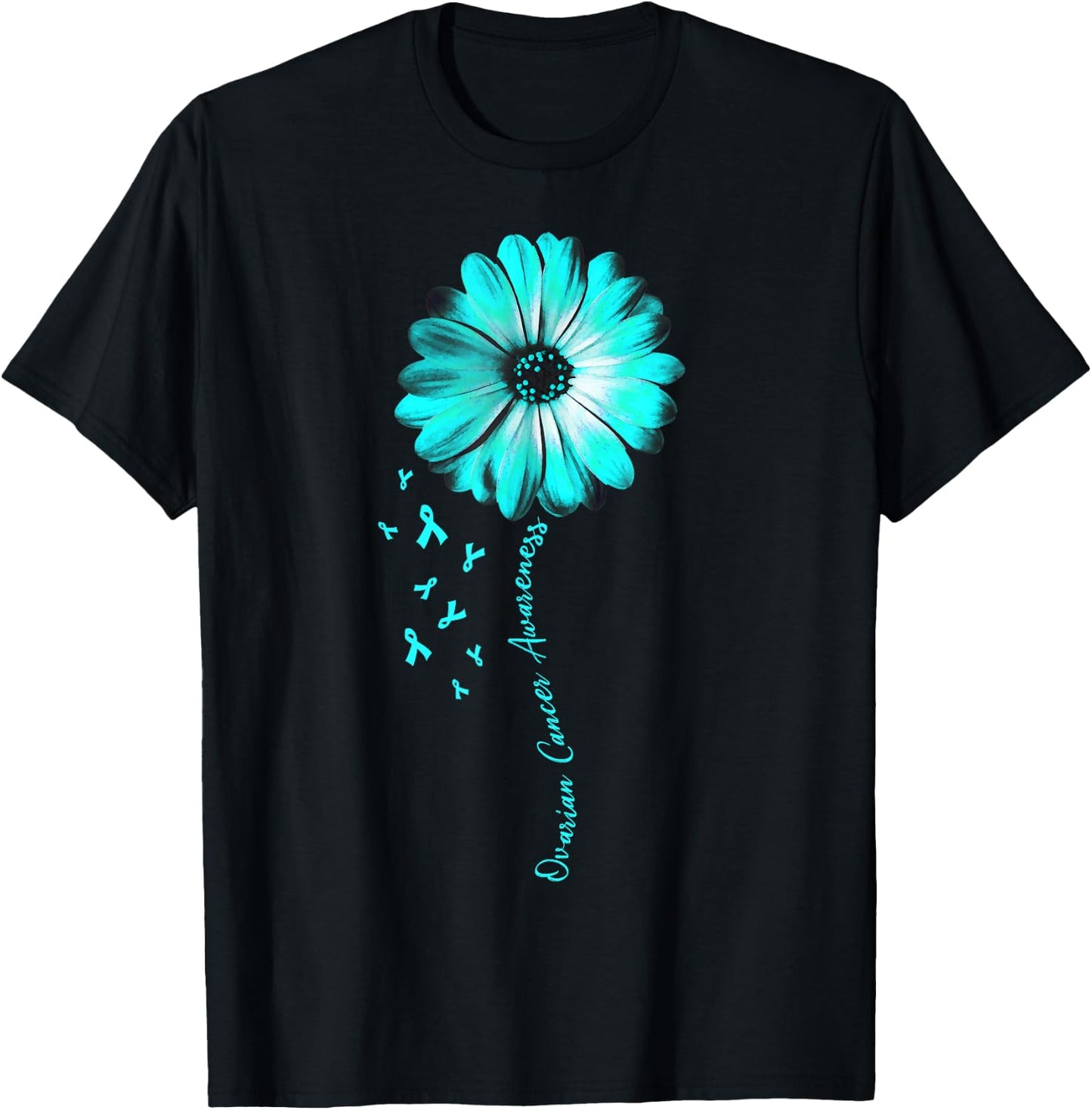 Daisy Flower Ovarian Cancer Awareness Gifts T-Shirt - T-Shirt | Black