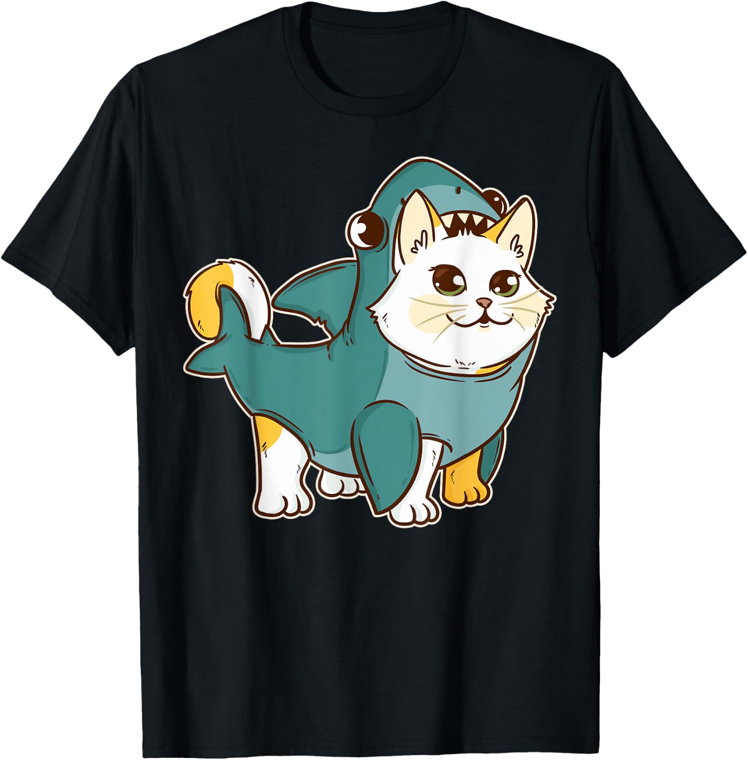 Cat Shark Kawaii Kitten Funny Halloween Costume Men Women Kids T-Shirt - T-Shirt | Black