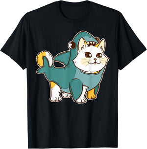 Cat Shark Kawaii Kitten Funny Halloween Costume Men Women Kids T-Shirt - T-Shirt | Black