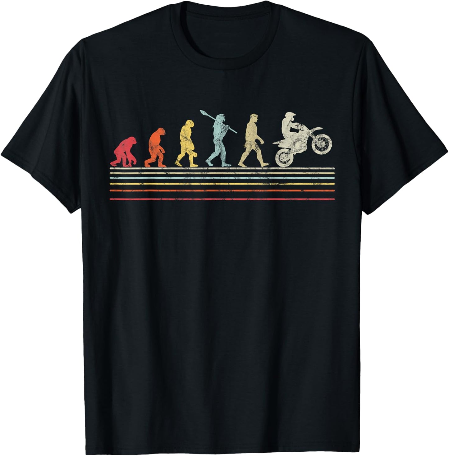 Funny Race Biker Vintage Evolution Motorcycle - Men's Classic Fit Black Short Sleeve Cotton - Small T-Shirt - T-Shirt | Black