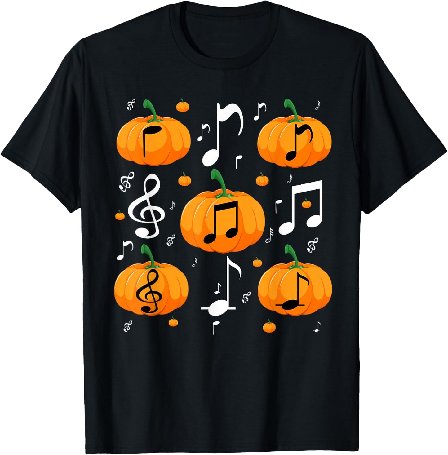 Music Note Pumpkin Fall Costume For Musicians And Teachers T-Shirt - T-Shirt | Black