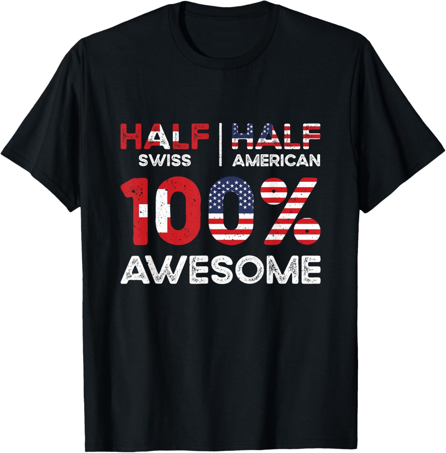 Swiss American Patriot USA Grown Switzerland US Flag T-Shirt - T-Shirt | Black