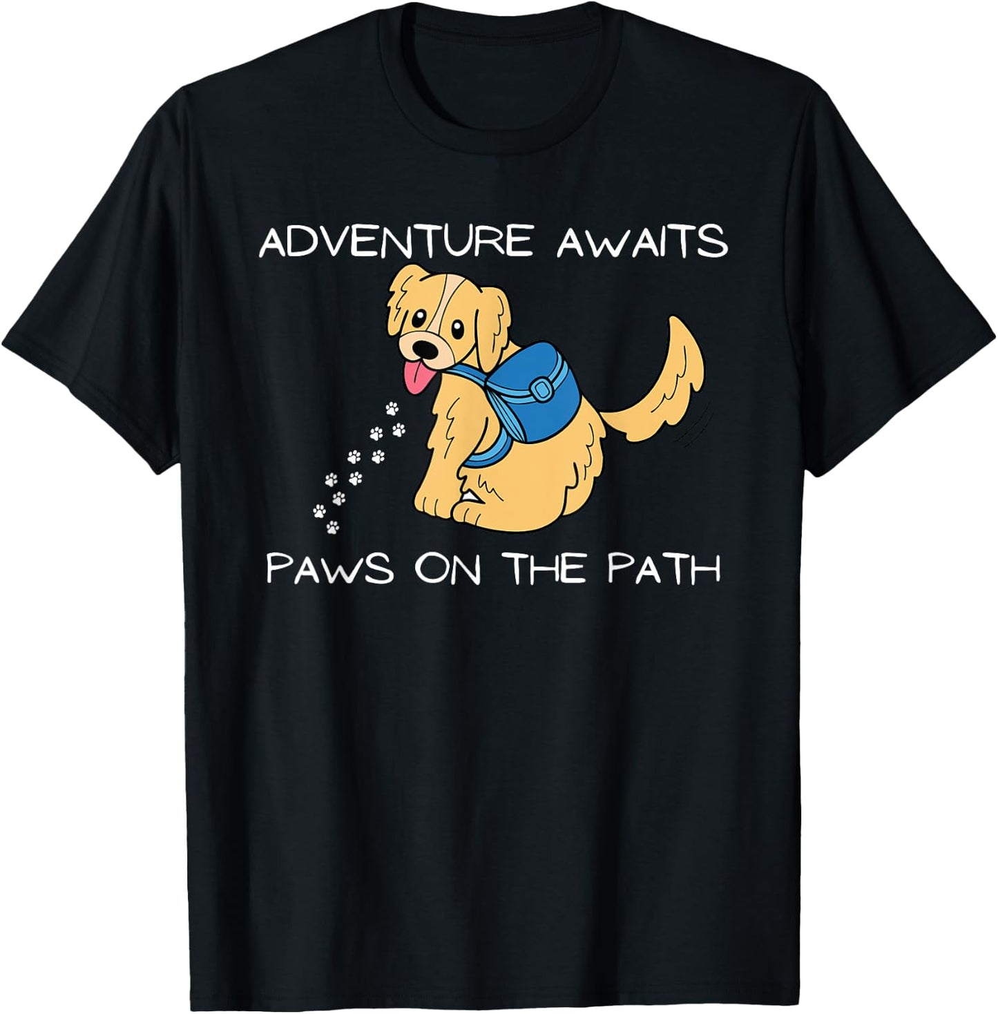 Adventure Awaits Paws on the Path Dog Hiking Shirt T-Shirt - T-Shirt | Black