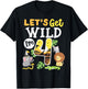 Jungle Safari Let's Get Wild 4th Birthday Zoo 4 Year Old Kid T-Shirt - T-Shirt | Black