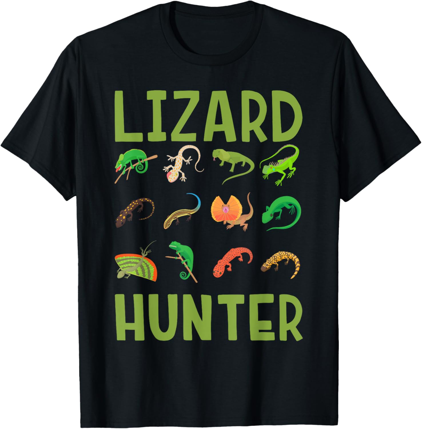 Lizard Hunter Reptile Kids Bearded Dragon Lizards T-Shirt - T-Shirt | Black