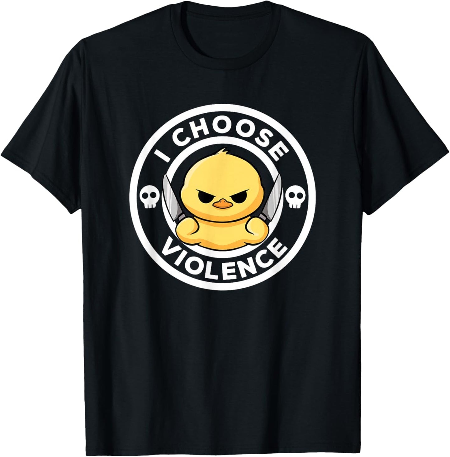 I Choose Violence Today Duck Irony And Sarcasm Funny Duck T-Shirt - T-Shirt | Black