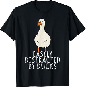 Duck - Easily Distracted By Ducks T-Shirt - T-Shirt | Black
