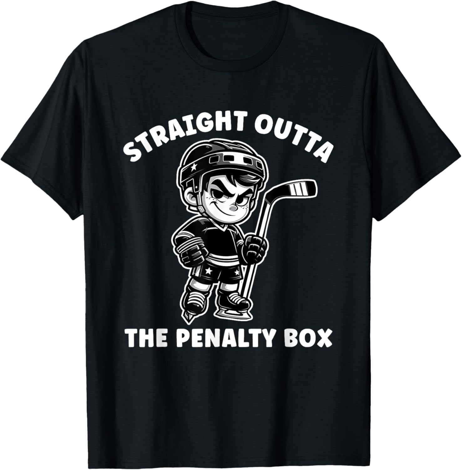 Youth Ice Hockey Funny Straight Outta Penalty Box Boys T-Shirt - T-Shirt | Black
