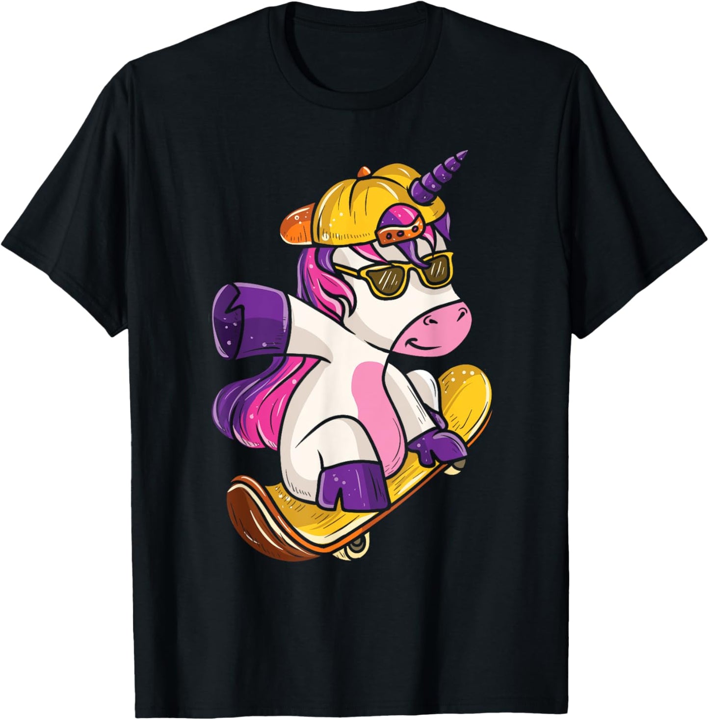 Unicorn Skateboarda Skateboard Art T-Shirt - T-Shirt | Black