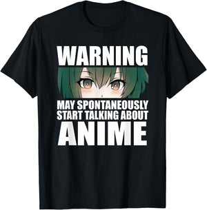 Warning May Spontaneously Start Talking About Anime T-Shirt - T-Shirt | Black