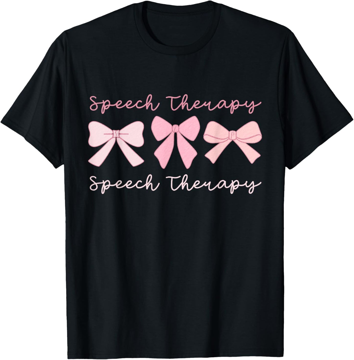 Speech Therapy Coquette Pink Bows SLP Speech Pathology T-Shirt - T-Shirt | Black