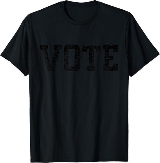 Vote Women Men Distressed Text 2024 Election T-Shirt - T-Shirt | Black
