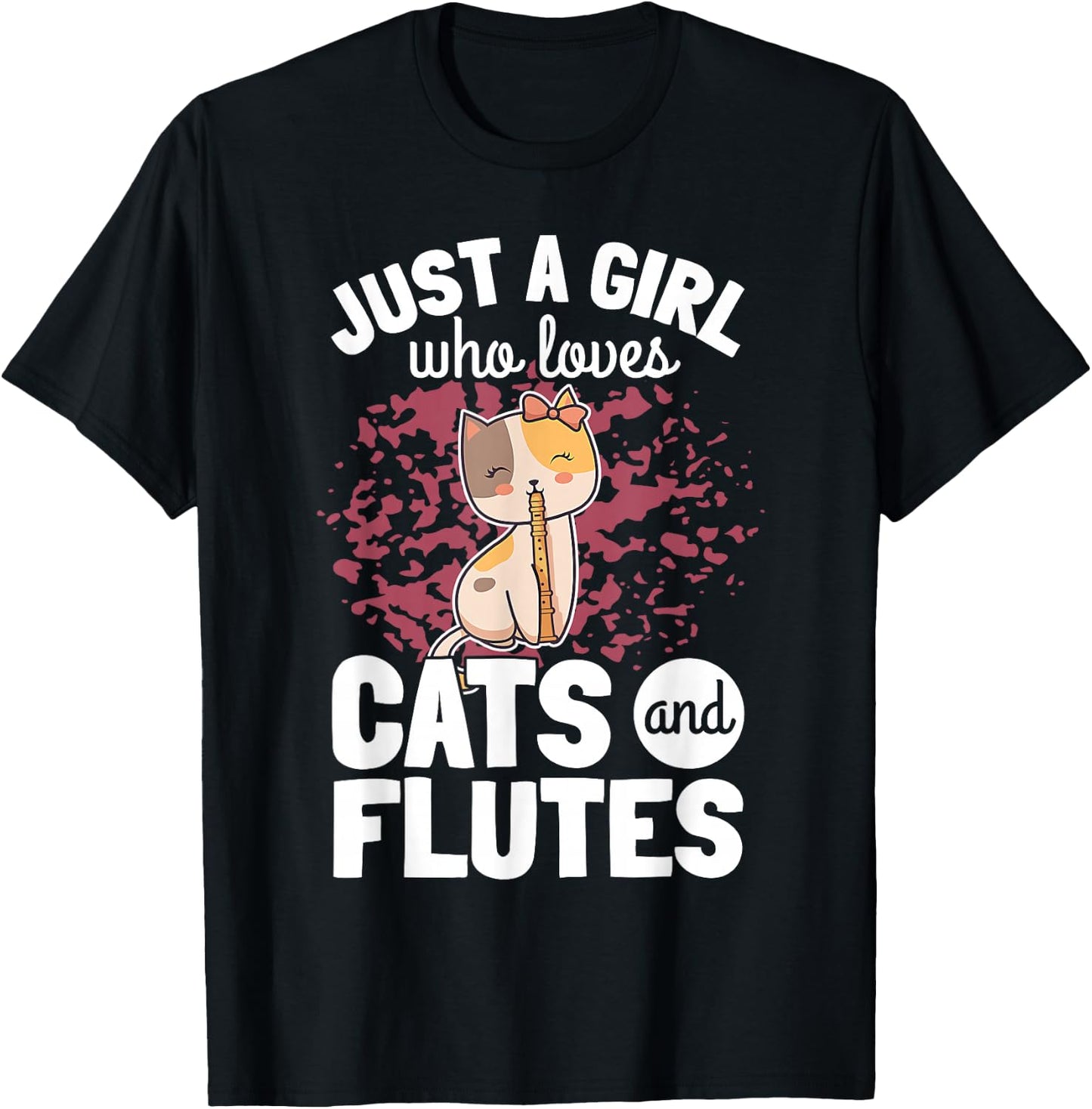 Flten-Geschenke Cat Plays Flute - Men's Black Small Classic Fit Short Sleeve - Flute Player - Casual Vacation Wear - Cute Theme T-Shirt - T-Shirt | Black