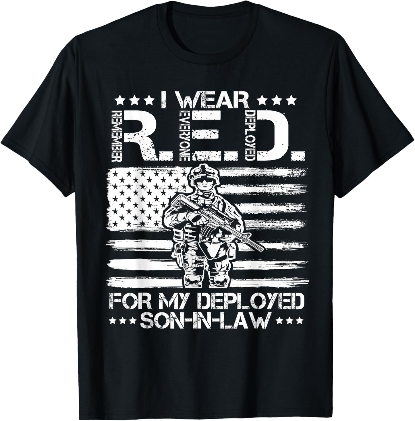 I Wear RED For My Son In Law Remember Everyone Deployed Gift T-Shirt - T-Shirt | Black