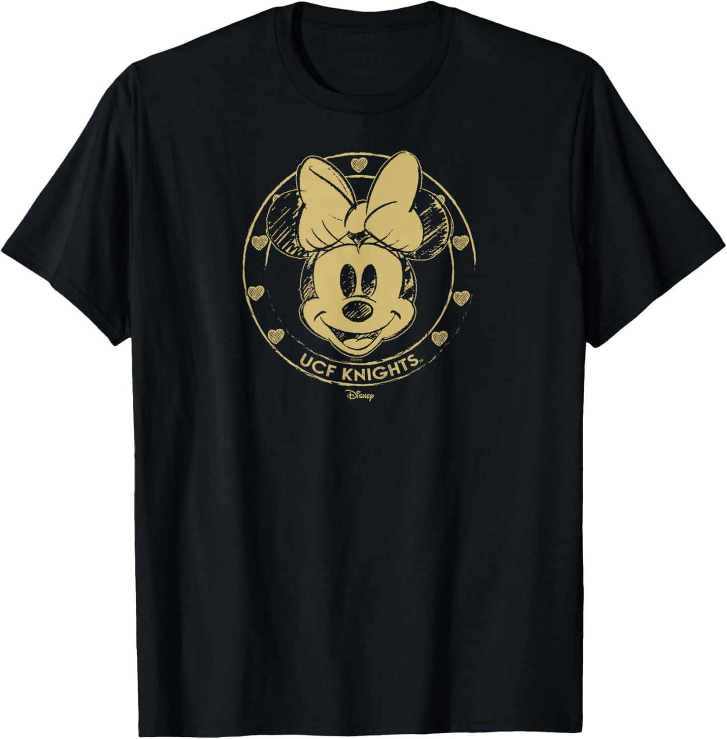Central Florida Golden Knights Minnie Mouse Sketch Dark Gray T-Shirt - T-Shirt | Black