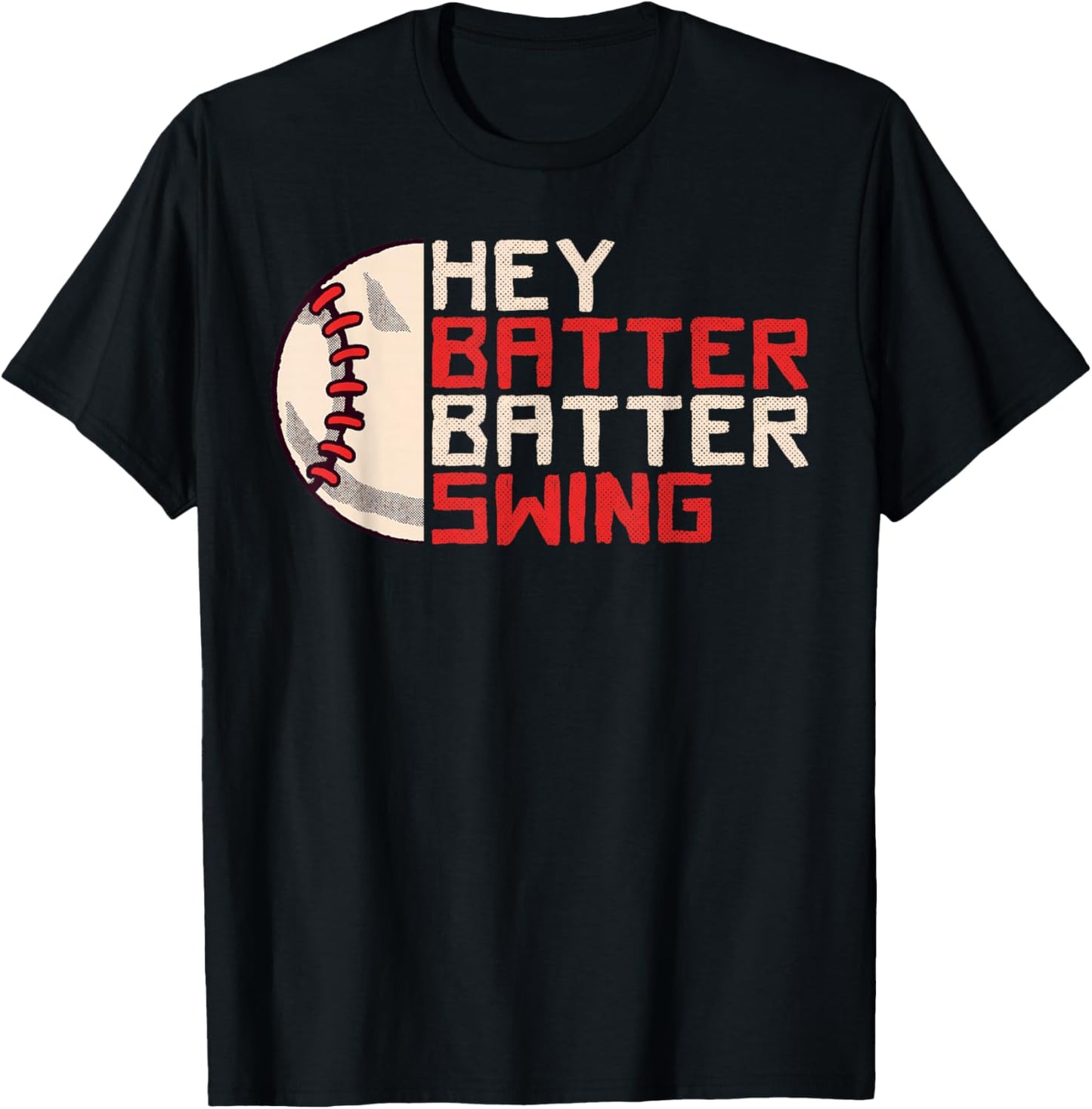 Funny Baseball Hey Batter Batter Swing Kids Retro T-Shirt - T-Shirt | Black