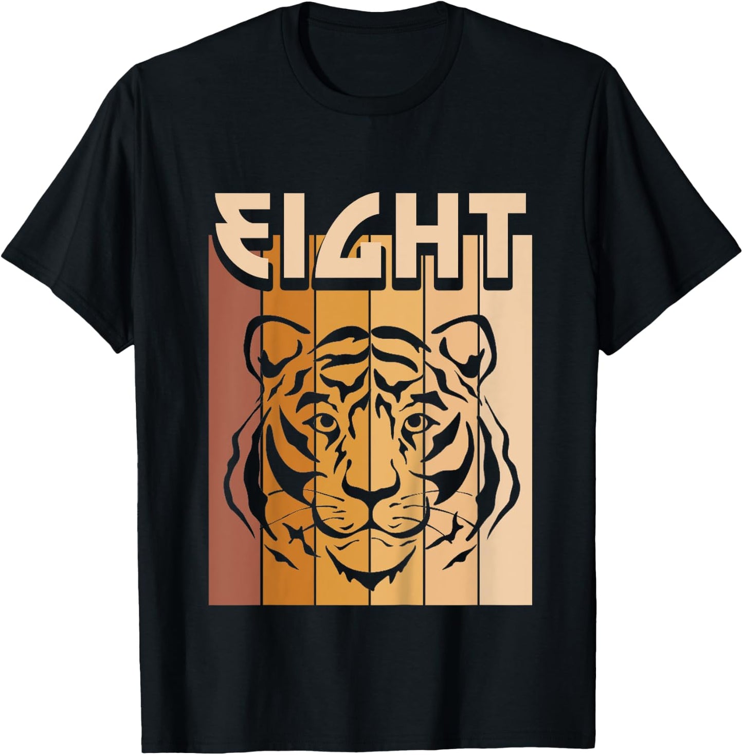 8 Year Old Tiger Birthday Boy Girl 8th Birthday Tiger T-Shirt - T-Shirt | Black