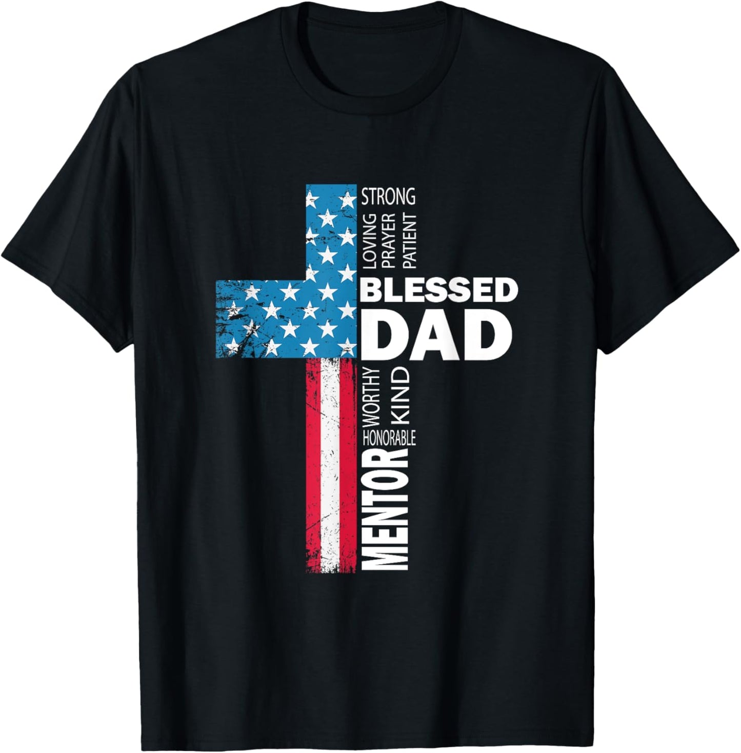 Christian Blessed Dad Cross fathers day T-Shirt - T-Shirt | Black