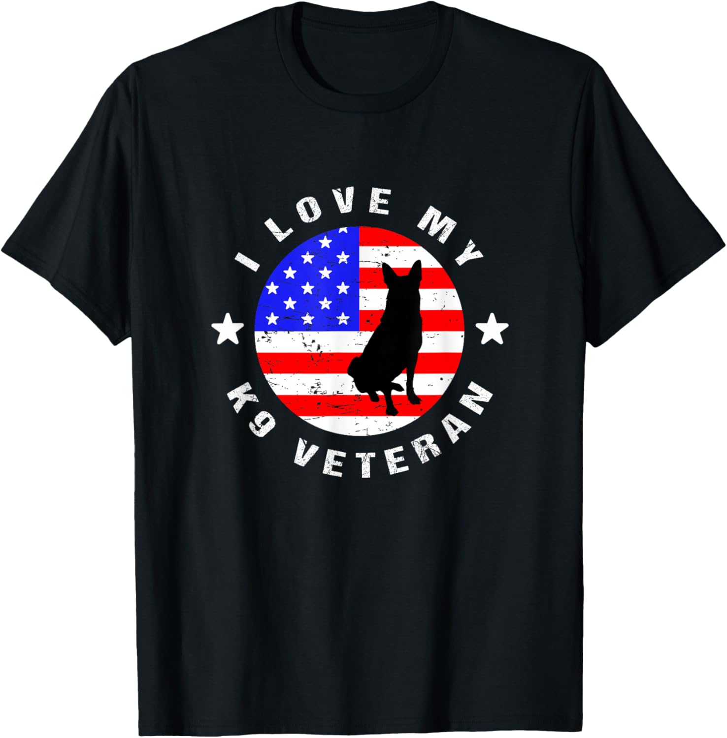 I Love My K9 Veteran - US Military Police Dog T-Shirt - T-Shirt | Black