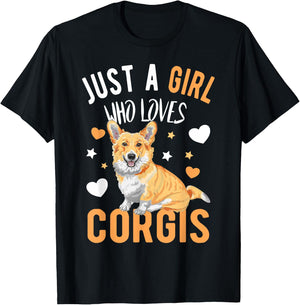 Just a Girl Who Loves Corgis Corgi Dog Corgi Lover T-Shirt - T-Shirt | Black