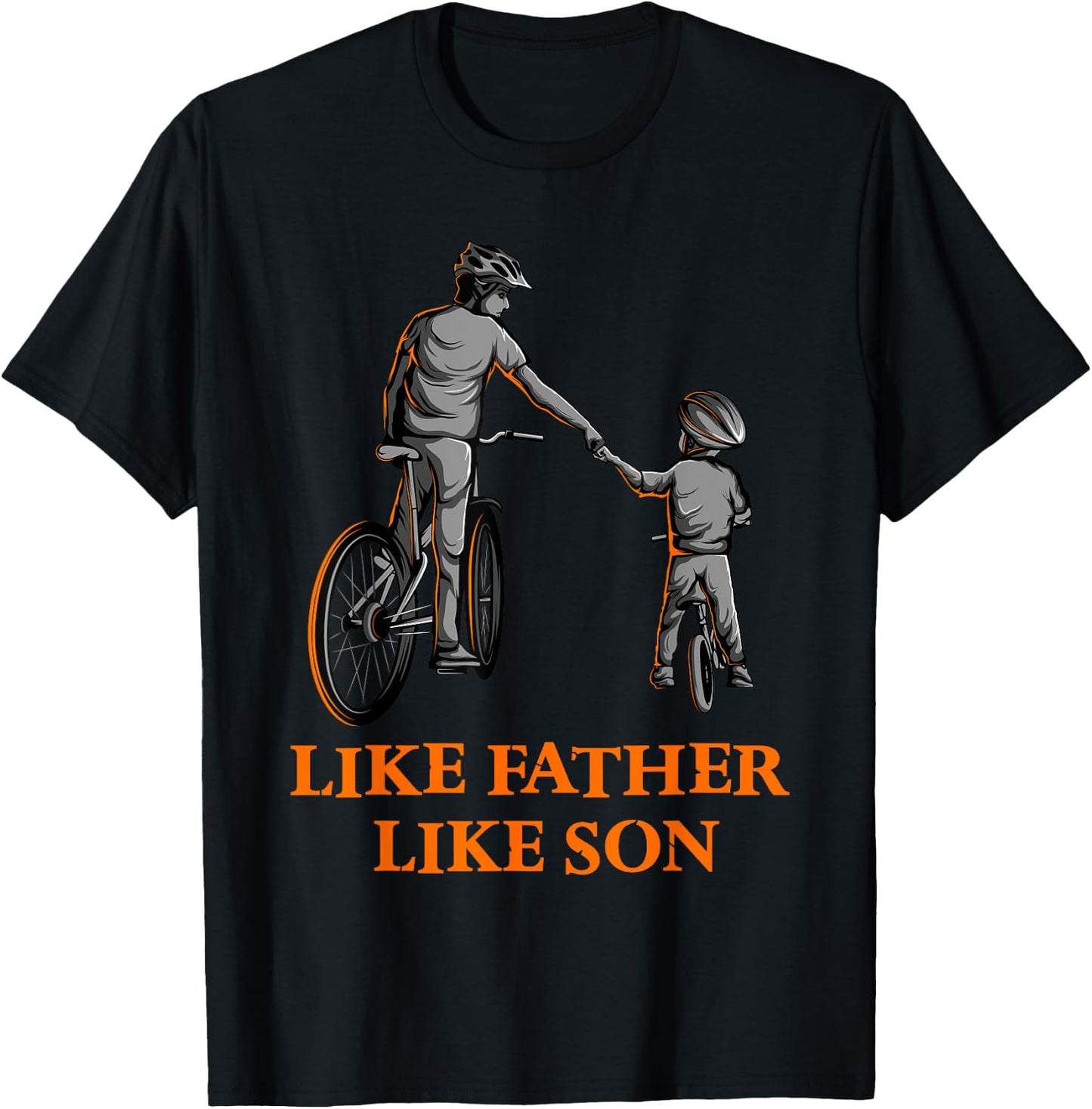 Cycling Father and Son Bicycle Riding Dad and Boy Gift T-Shirt - T-Shirt | Black