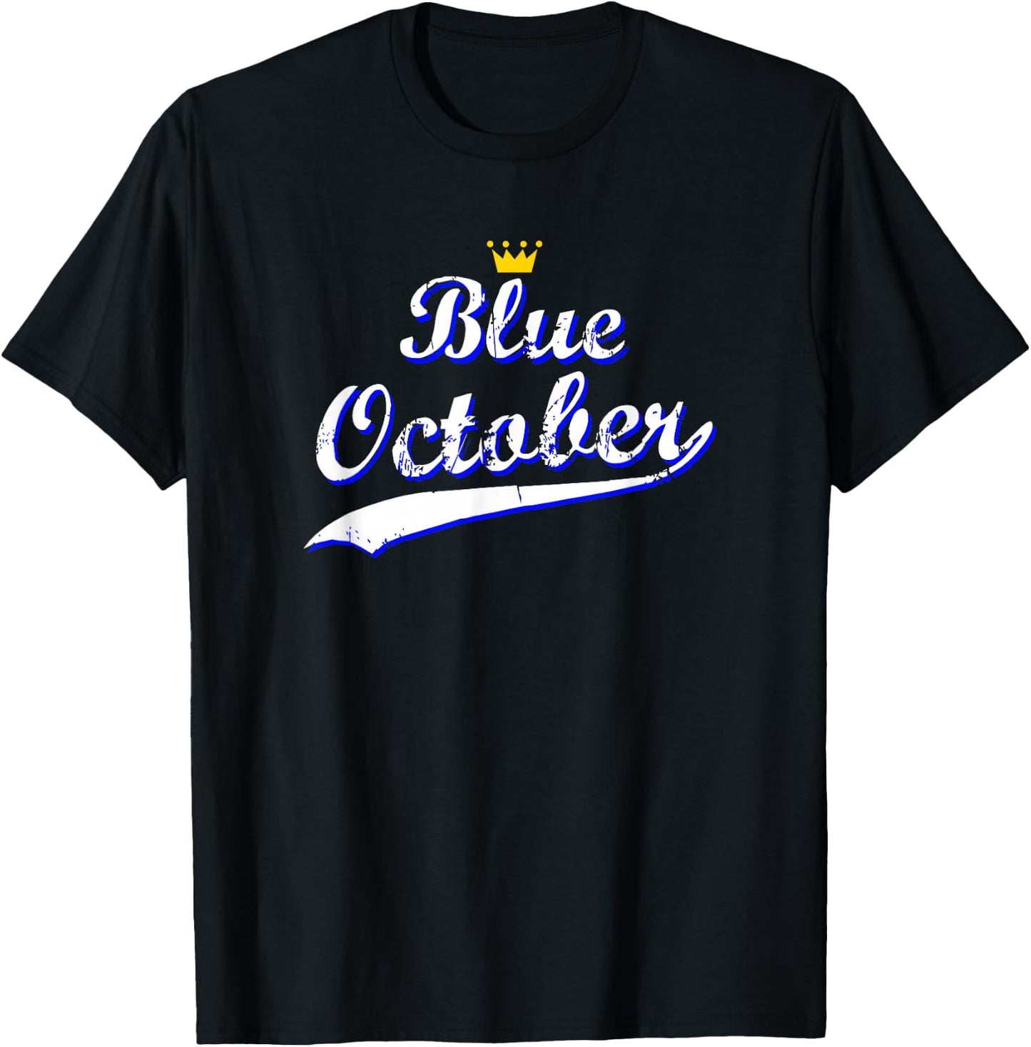 Blue October Retro Script Design T-Shirt - T-Shirt | Black