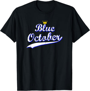 Blue October Retro Script Design T-Shirt - T-Shirt | Black