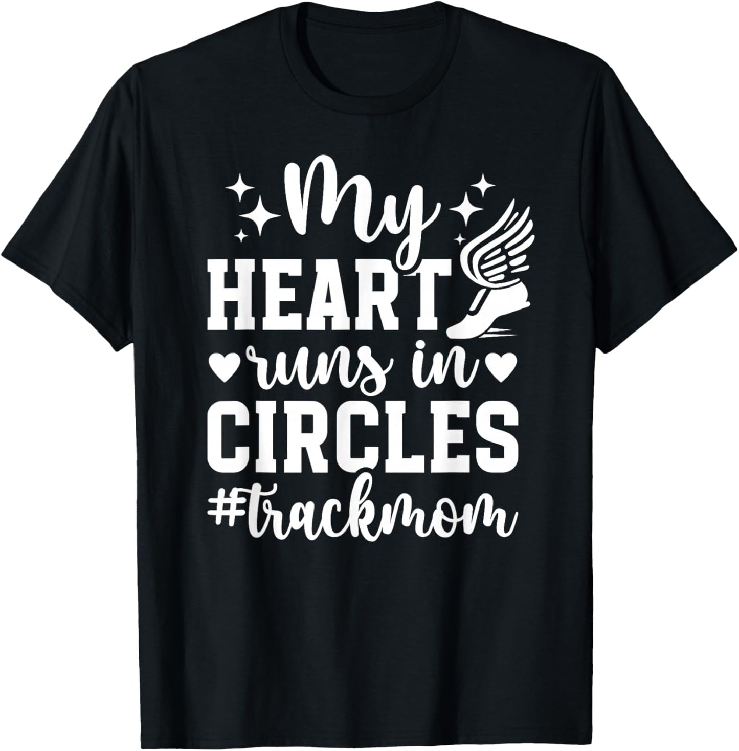 My Heart Track Mom Of A Track And Field Athlete Track Mother T-Shirt - T-Shirt | Black