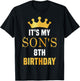 Its My Son's 8th Birthday Funny 8 Years Old Golden Bday T-Shirt - T-Shirt | Black