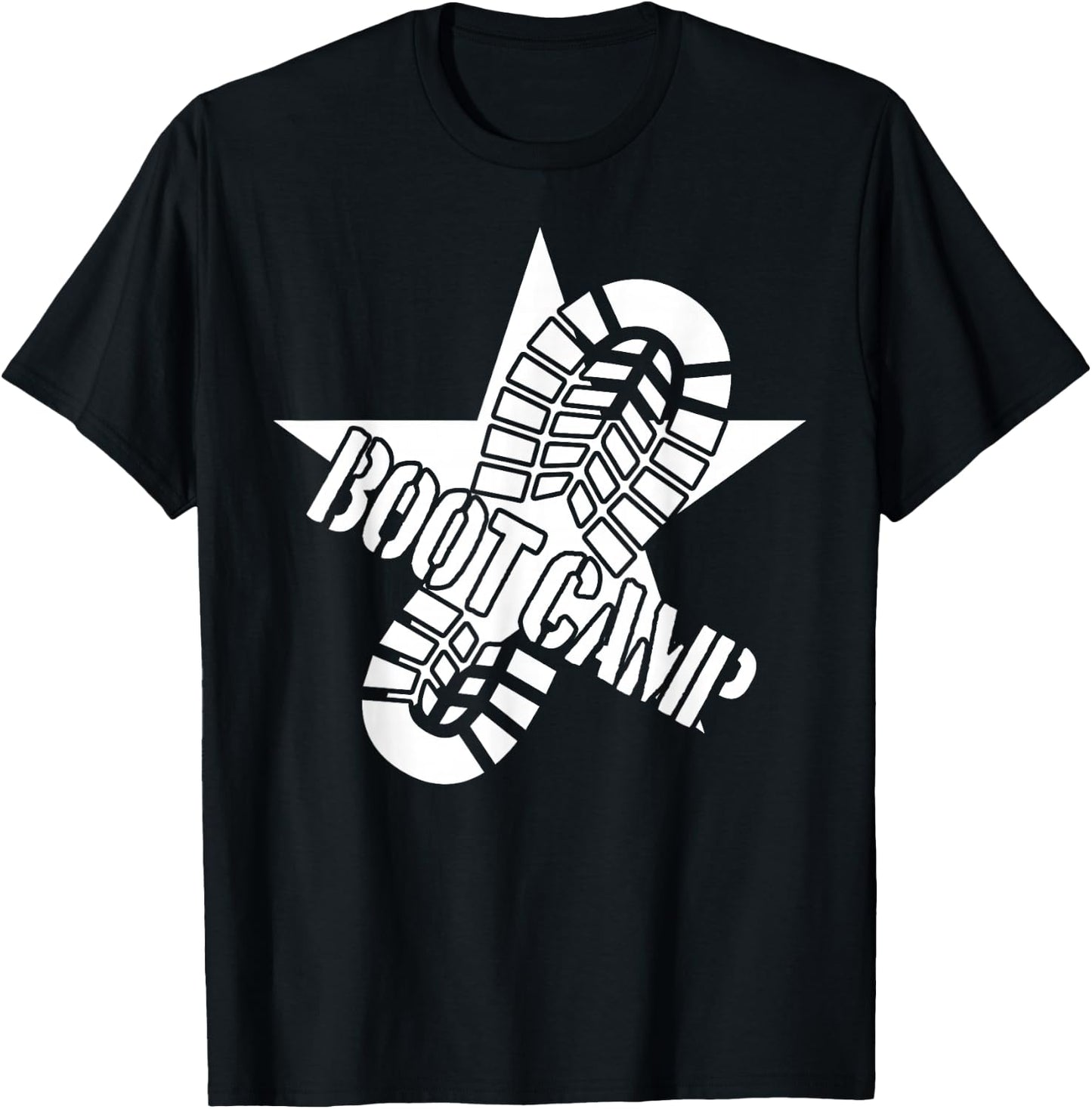 Fun Bootcamp Basic Military Training Boot Print T-Shirt - T-Shirt | Black
