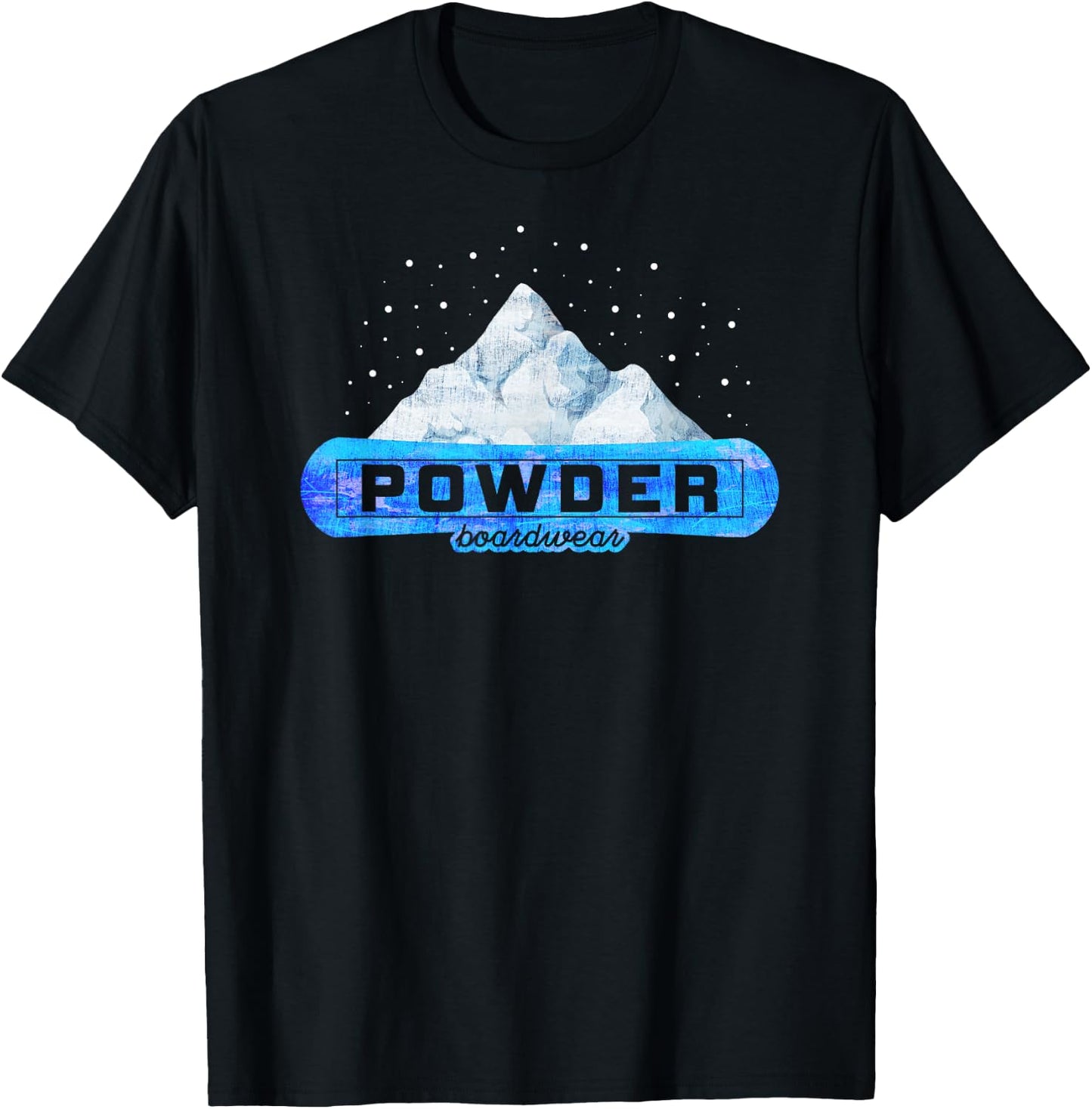 Vintage Powder Boardwear Snowboarding Gift Blue Logo T-Shirt - T-Shirt | Black
