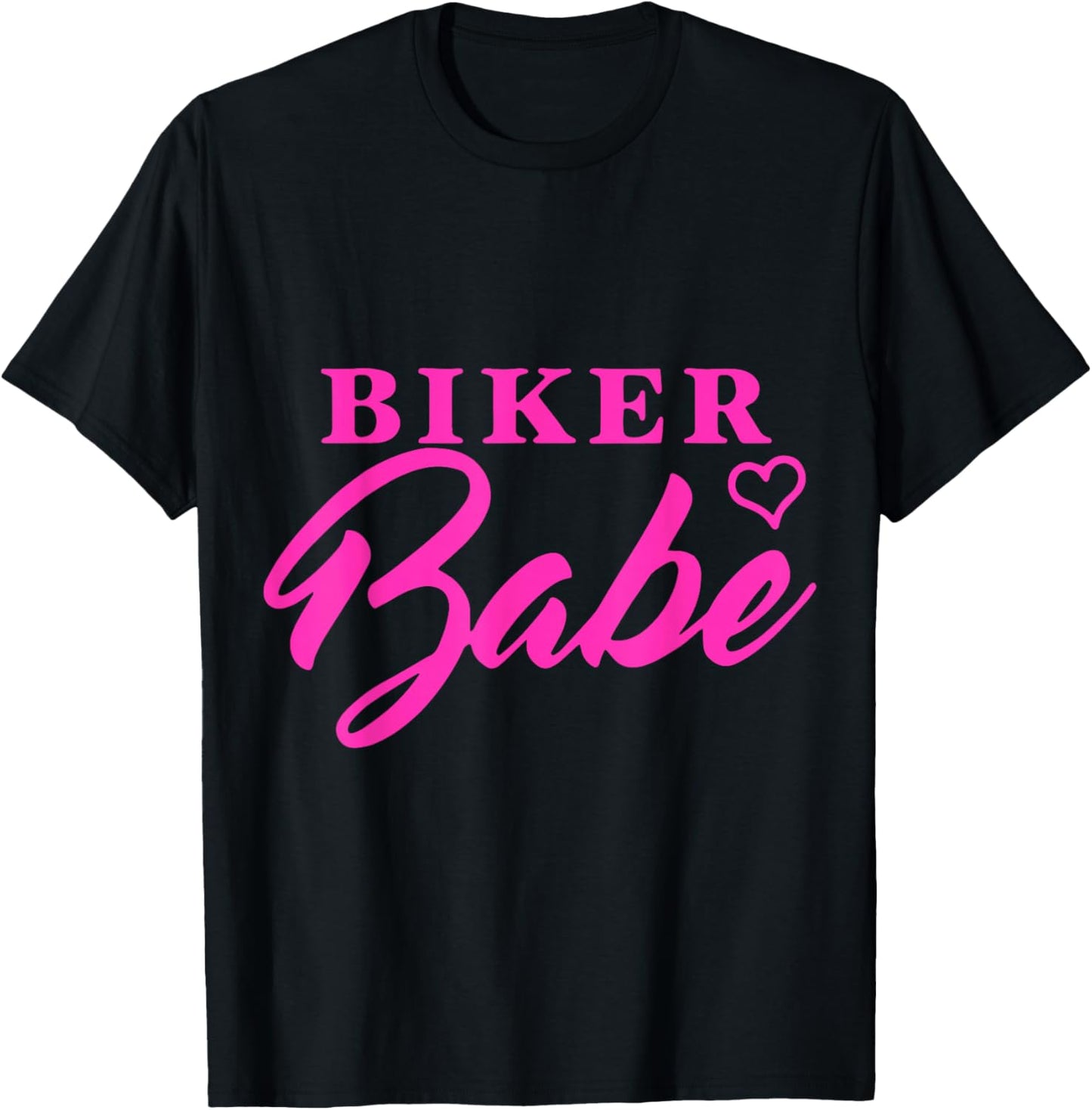 Pink Heart Biker Babe Ladies Motorcycle T-Shirt - T-Shirt | Black