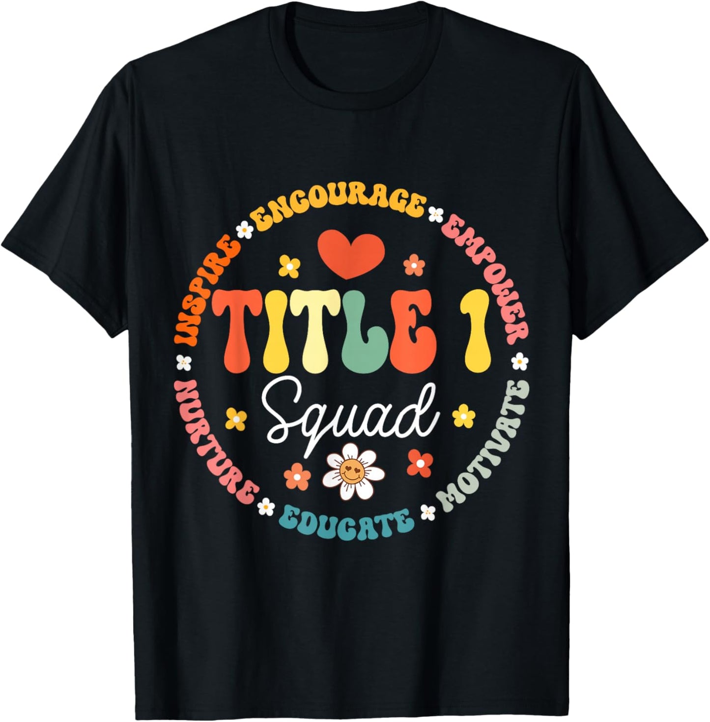 Groovy Title 1 squad cute title 1 Reading teacher T-Shirt - T-Shirt | Black