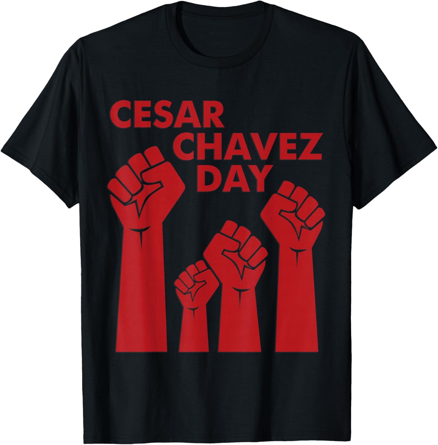 Cesar Chavez Day Women, Raised Fists Red T-Shirt - T-Shirt | Black